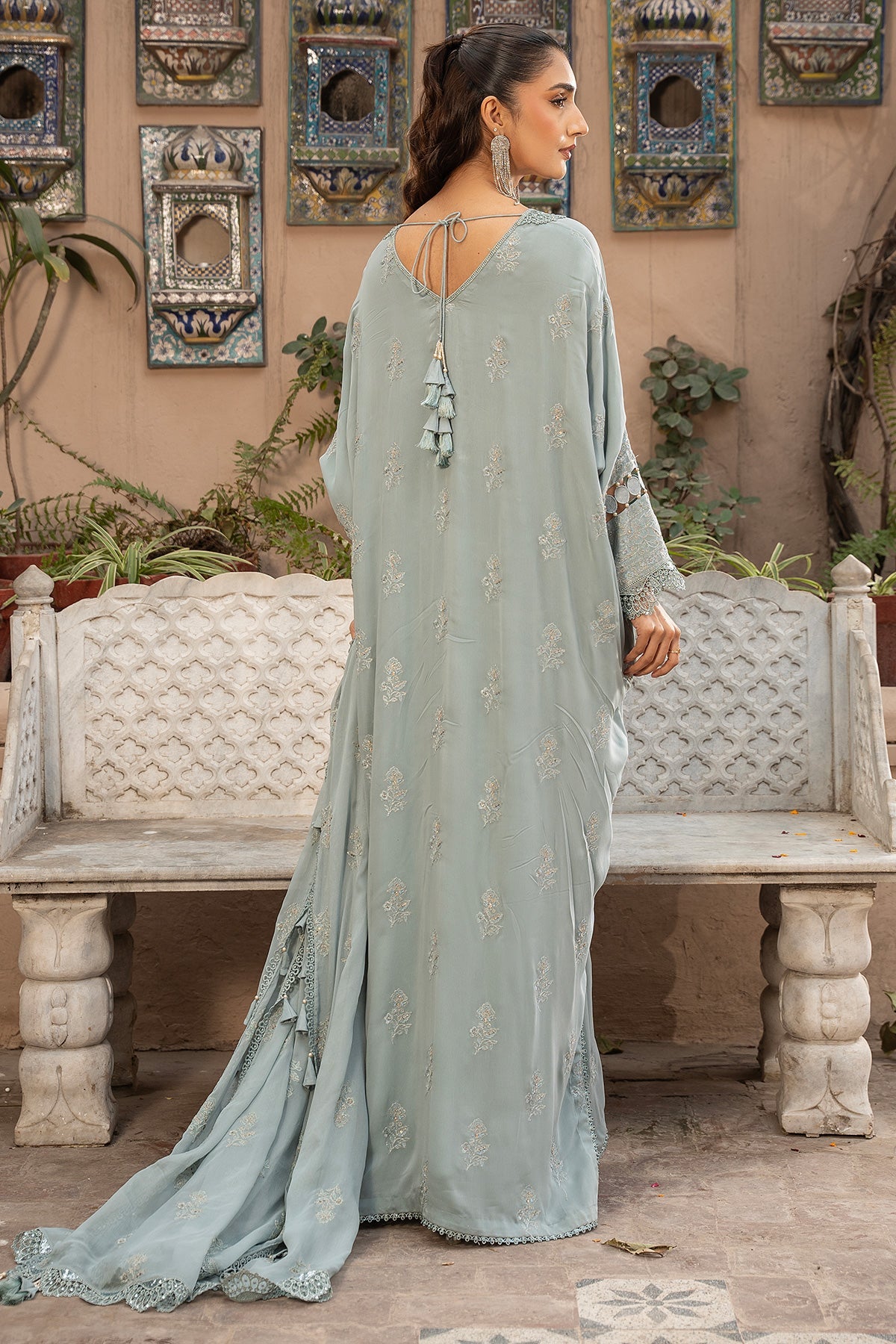 Embroidered & Embellished Grey Chiffon 3-Piece Unstitched Suit by The Fabric Store, photo 2