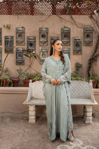 Embroidered & Embellished Grey Chiffon 3-Piece Unstitched Suit by The Fabric Store, photo 6