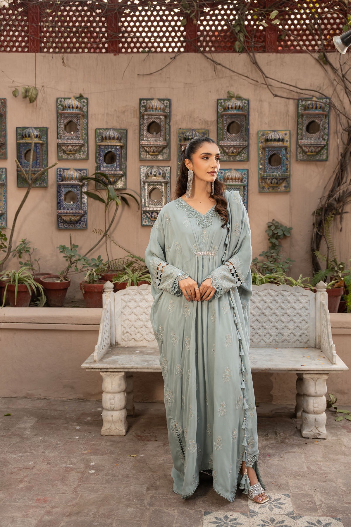 Embroidered & Embellished Grey Chiffon 3-Piece Unstitched Suit by The Fabric Store, photo 6