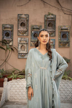 Embroidered & Embellished Grey Chiffon 3-Piece Unstitched Suit by The Fabric Store, photo 5