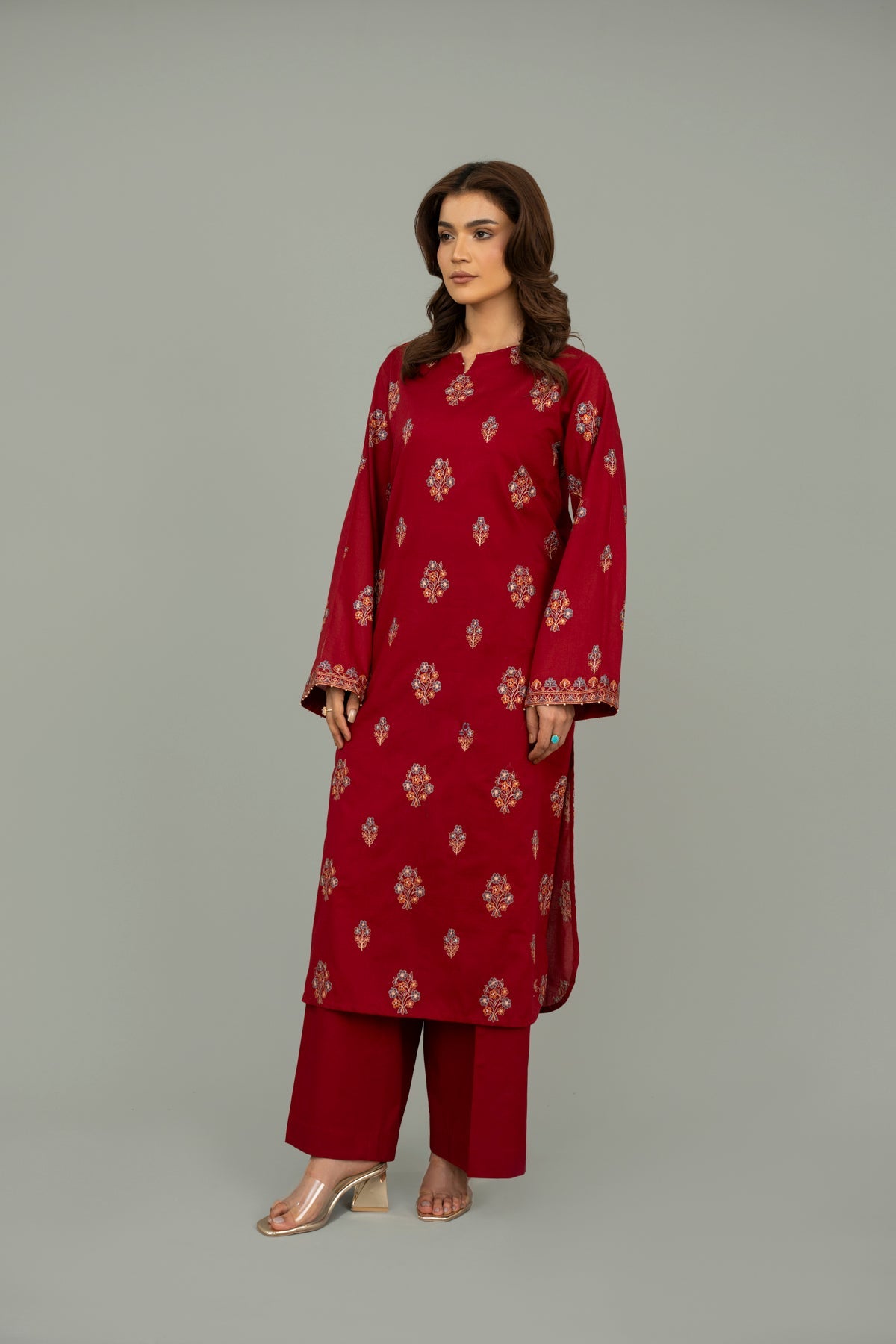 Embroidered Red Lawn 2-Piece Unstitched Suit by The Fabric Store, photo 2