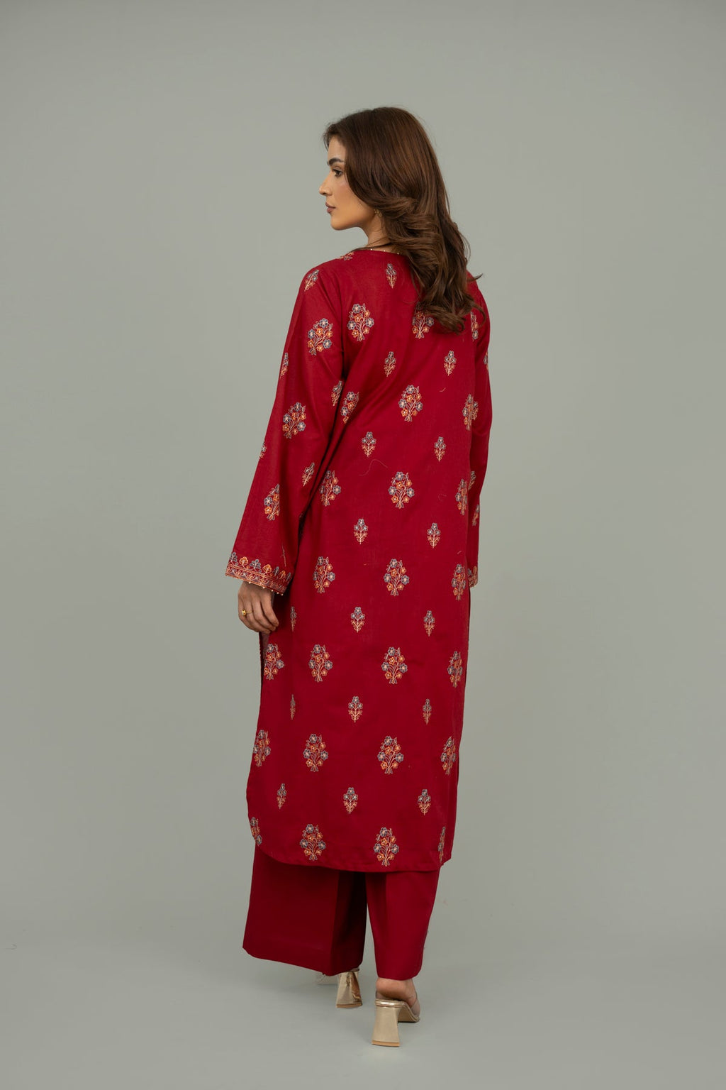 Embroidered Red Lawn 2-Piece Unstitched Suit by The Fabric Store, photo 3