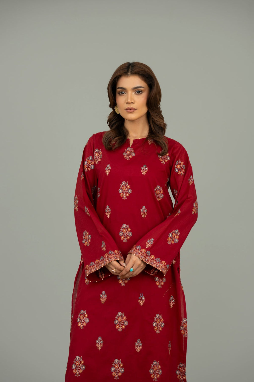 Embroidered Red Lawn 2-Piece Unstitched Suit by The Fabric Store, photo 4