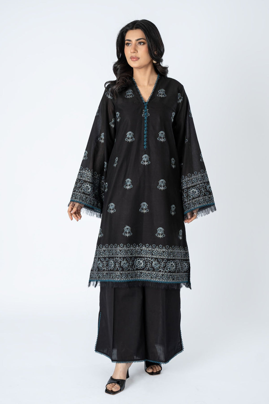 Embroidered Black Lawn 2-Piece Unstitched Suit by The Fabric Store
