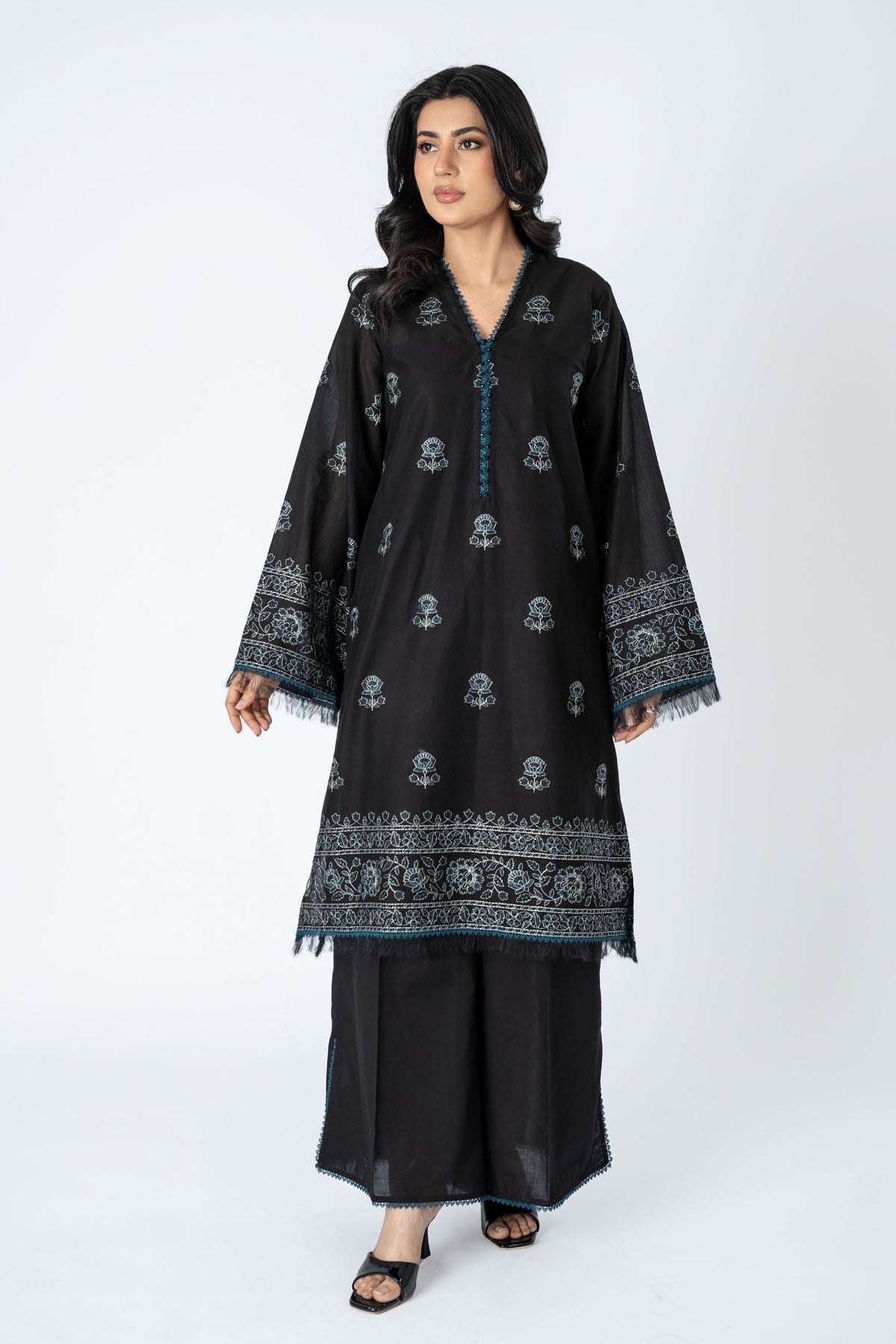 Embroidered Black Lawn 2-Piece Unstitched Suit by The Fabric Store