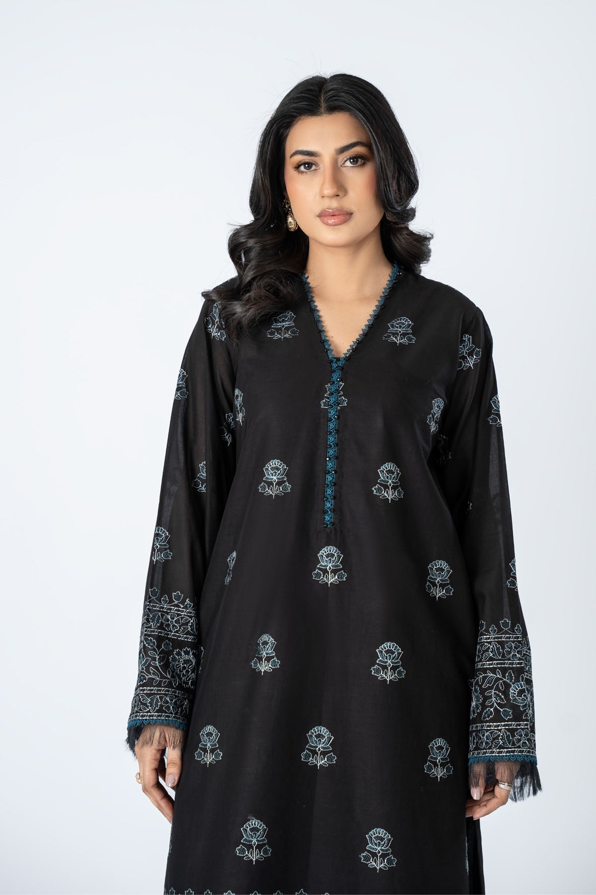 Embroidered Black Lawn 2-Piece Unstitched Suit by The Fabric Store, photo 3