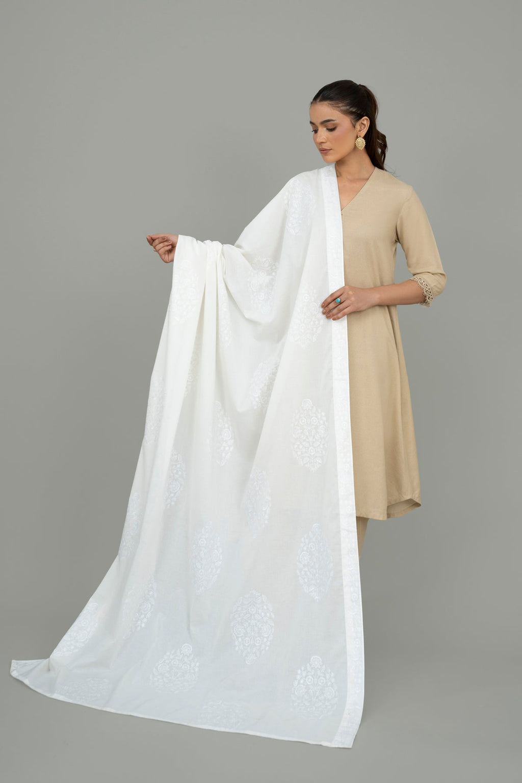 Embroidered White Lawn Unstitched Shirt by The Fabric Store