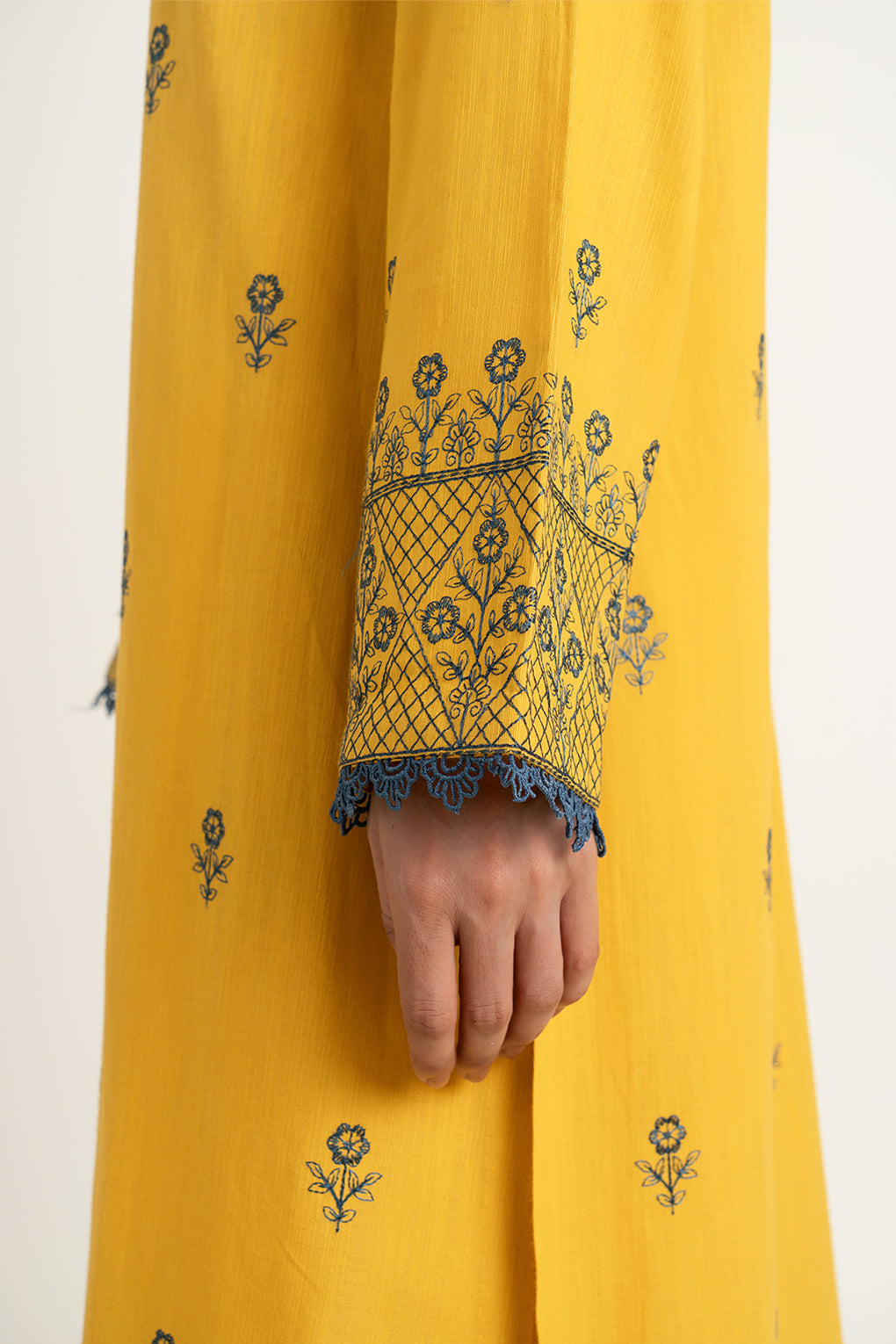 Embroidered Yellow Slub Khaddar 2-Piece Unstitched Suit by The Fabric Store, photo 2