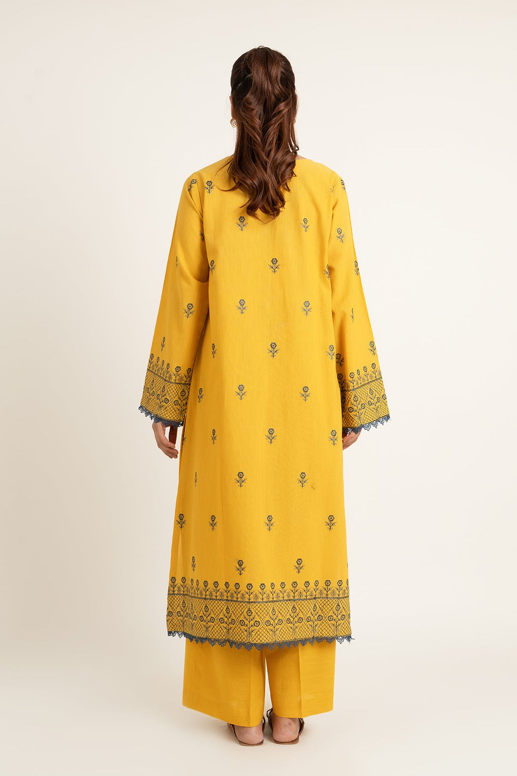 Embroidered Yellow Slub Khaddar 2-Piece Unstitched Suit by The Fabric Store, photo 3