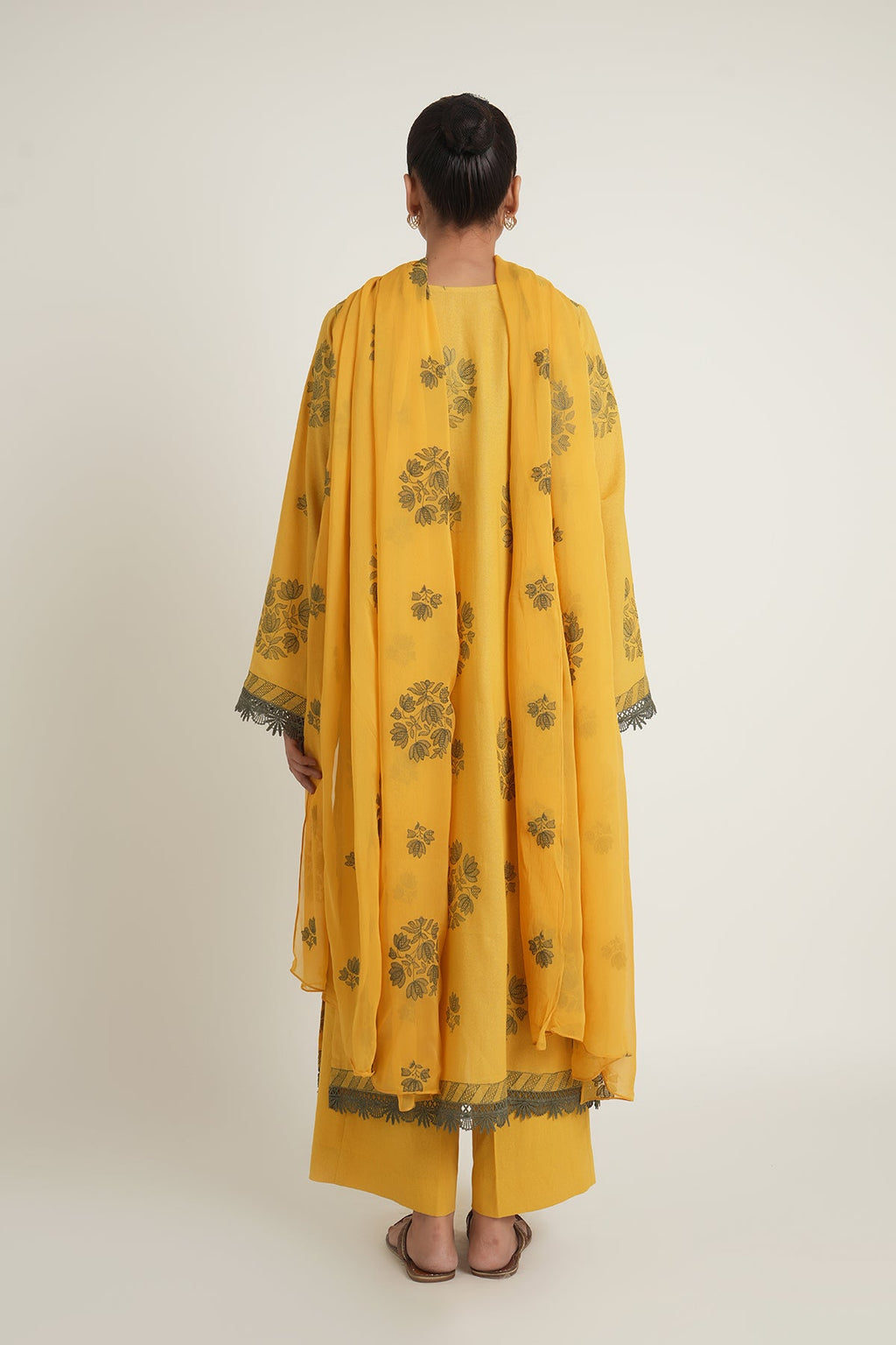 Embroidered Yellow Karandi Lawn 3-Piece Unstitched Suit by The Fabric Store, photo 2