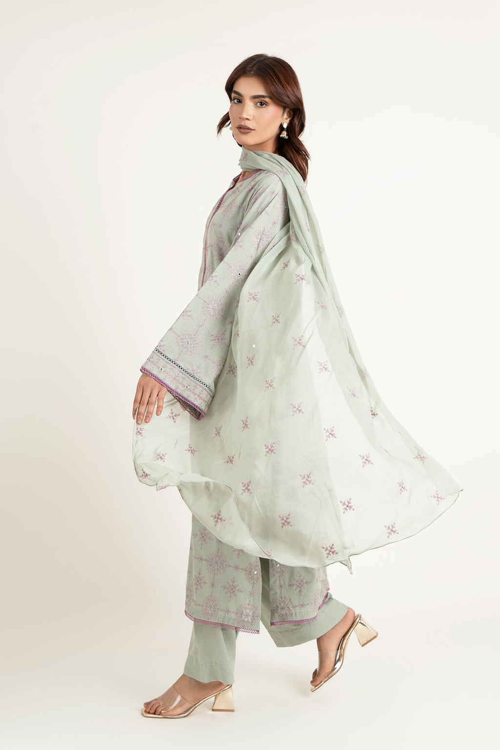 Embroidered & Embellished Green Karandi Lawn 3-Piece Unstitched Suit by The Fabric Store, photo 3