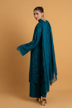 Embroidered & Embellished Teal Karandi Lawn 3-Piece Unstitched Suit by The Fabric Store, photo 2