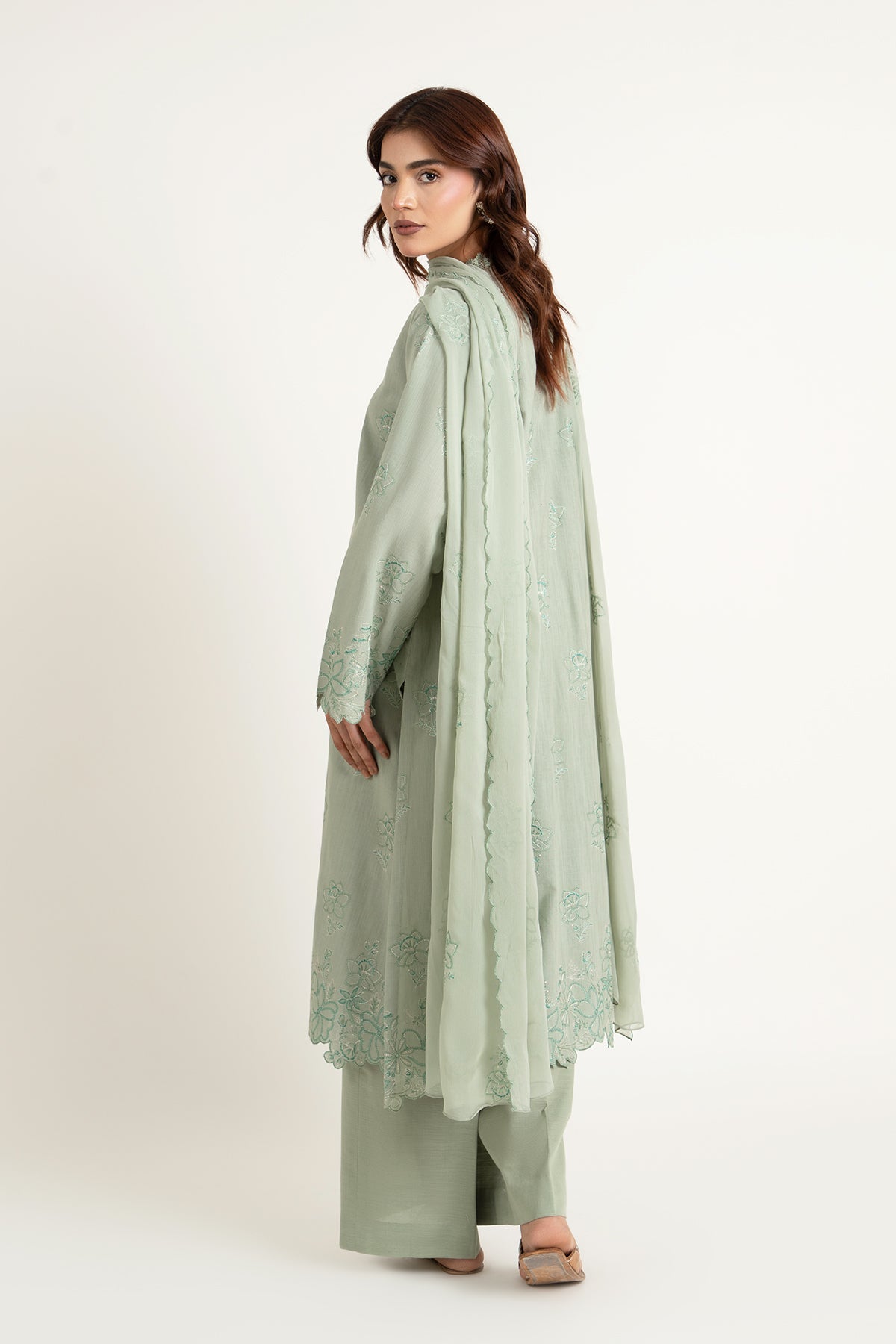 Embroidered Mint Slub Khaddar 3-Piece Unstitched Suit by The Fabric Store, photo 2