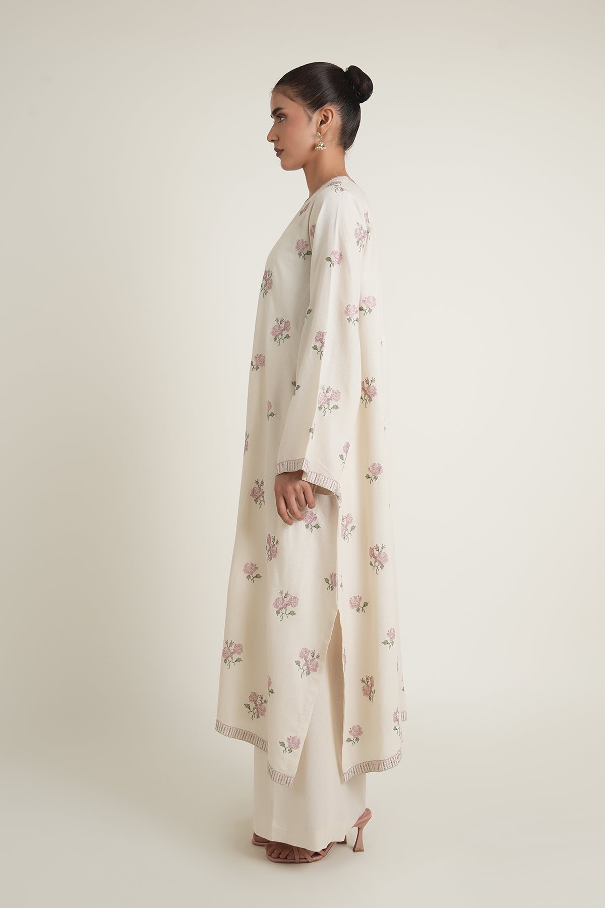 Embroidered Beige Karandi Lawn 2-Piece Unstitched Suit by The Fabric Store, photo 3
