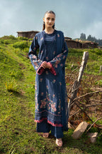 Embroidered Navy Blue Cotton Karandi 3-Piece Unstitched Suit by The Fabric Store, photo 3