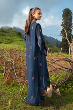 Embroidered Navy Blue Cotton Karandi 3-Piece Unstitched Suit by The Fabric Store, photo 2