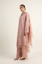 Embroidered Pink Cotton Karandi 3-Piece Unstitched Suit by The Fabric Store, photo 4