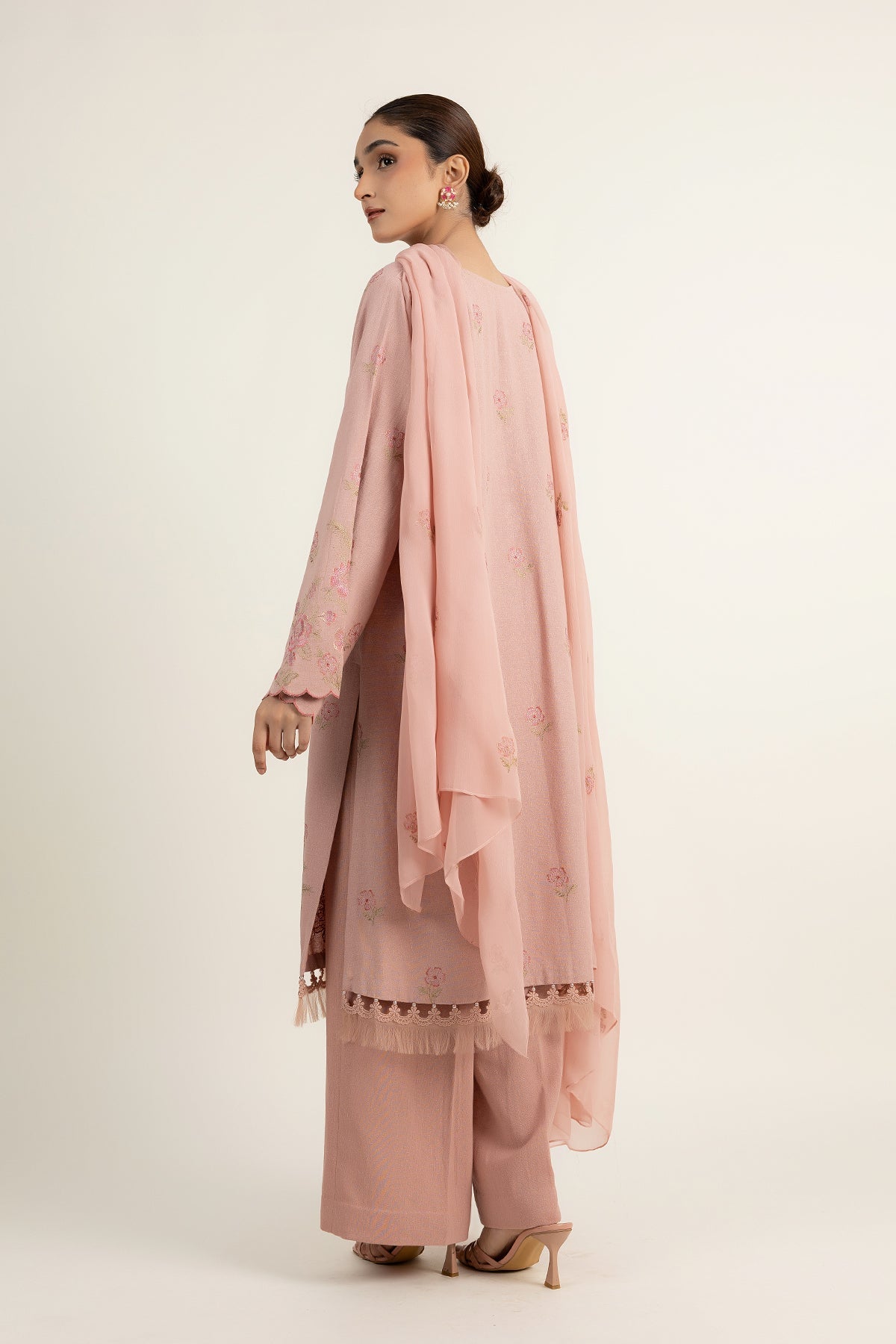 Embroidered Pink Cotton Karandi 3-Piece Unstitched Suit by The Fabric Store, photo 2