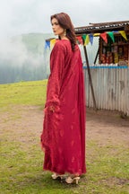 Embroidered Maroon Karandi Lawn 3-Piece Unstitched Suit by The Fabric Store, photo 2