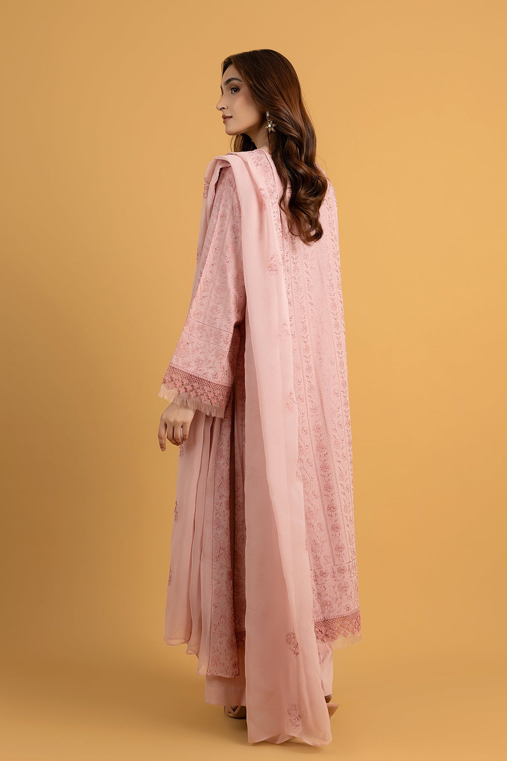 Embroidered Pink Karandi Lawn 3-Piece Unstitched Suit by The Fabric Store, photo 2