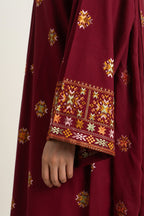 Embroidered Maroon Slub Khaddar 3-Piece Unstitched Suit by The Fabric Store, photo 3