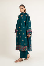 Embroidered Teal Slub Khaddar 3-Piece Unstitched Suit by The Fabric Store, photo 4