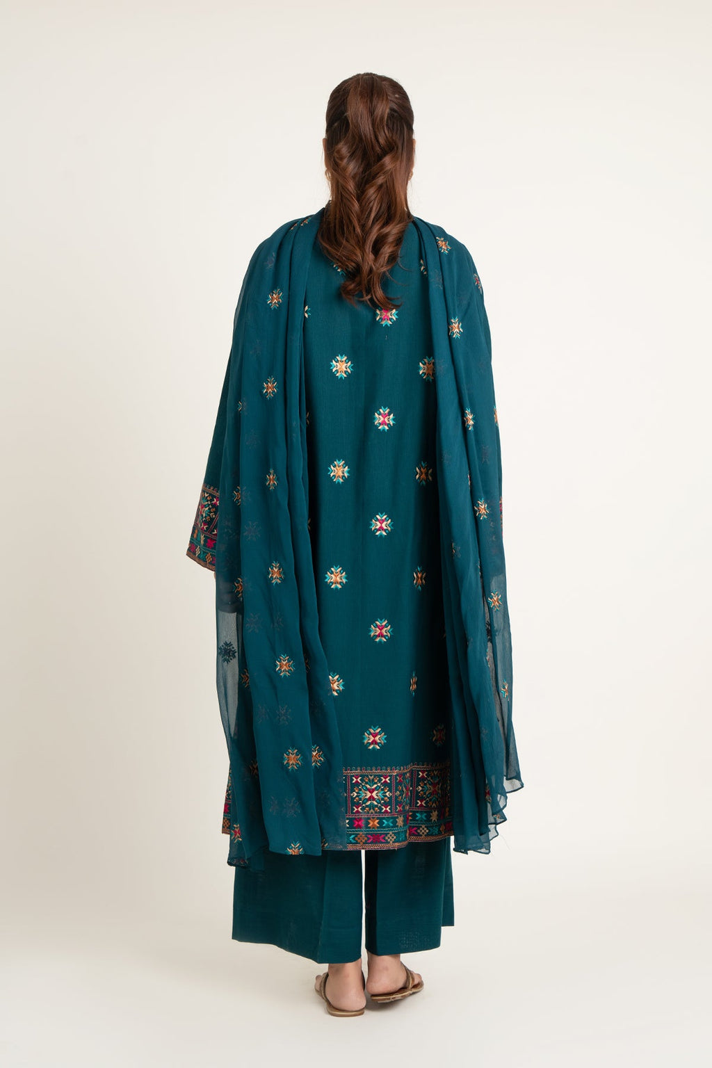 Embroidered Teal Slub Khaddar 3-Piece Unstitched Suit by The Fabric Store, photo 2