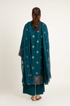 Embroidered Teal Slub Khaddar 3-Piece Unstitched Suit by The Fabric Store, photo 2