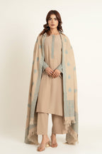 Embroidered Beige Karandi Lawn Shawl by The Fabric Store