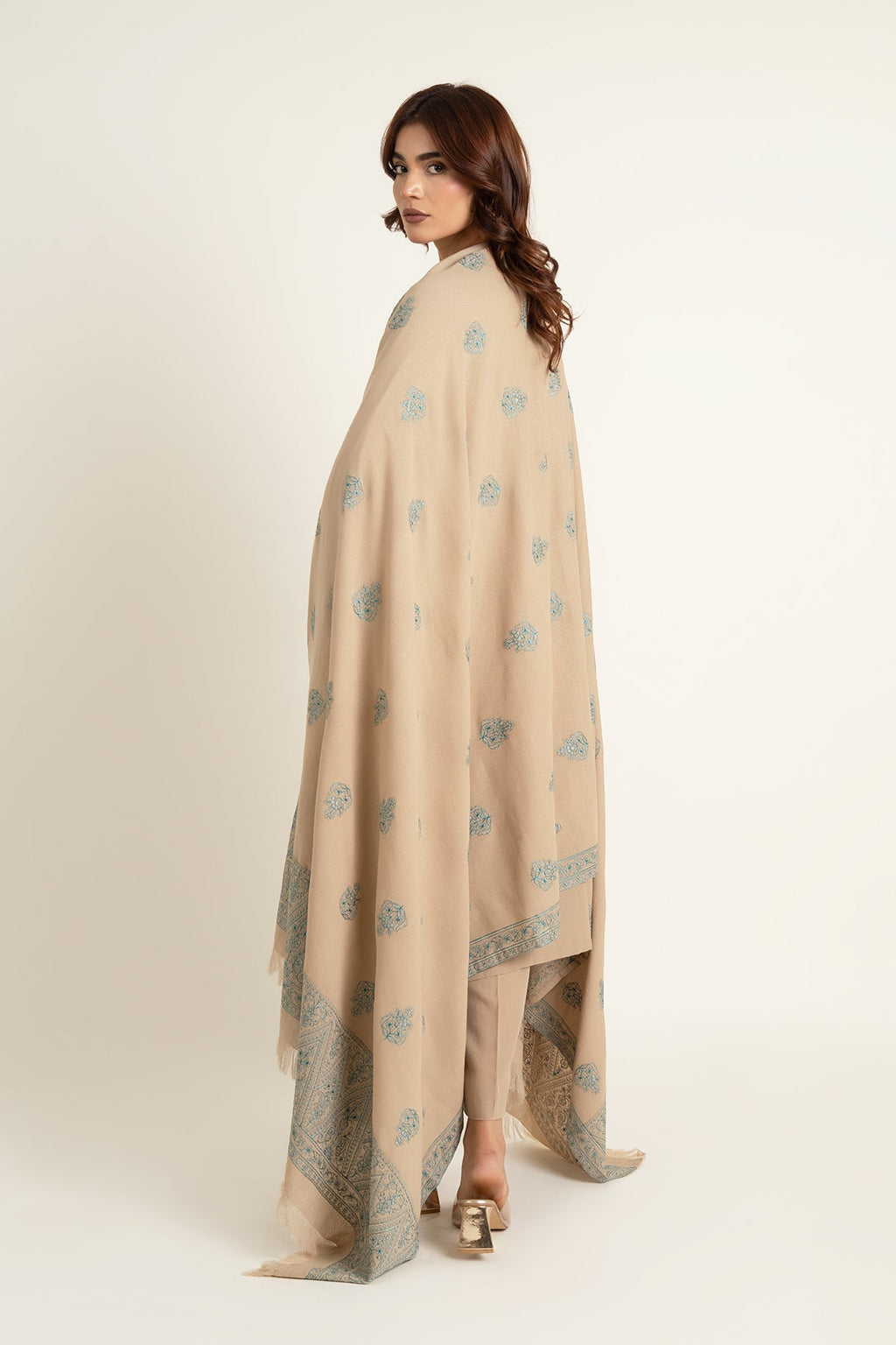 Embroidered Beige Karandi Lawn Shawl by The Fabric Store, photo 3