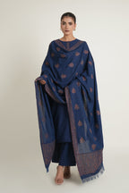 Embroidered Blue Karandi Lawn Shawl by The Fabric Store