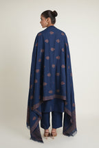 Embroidered Blue Karandi Lawn Shawl by The Fabric Store, photo 2