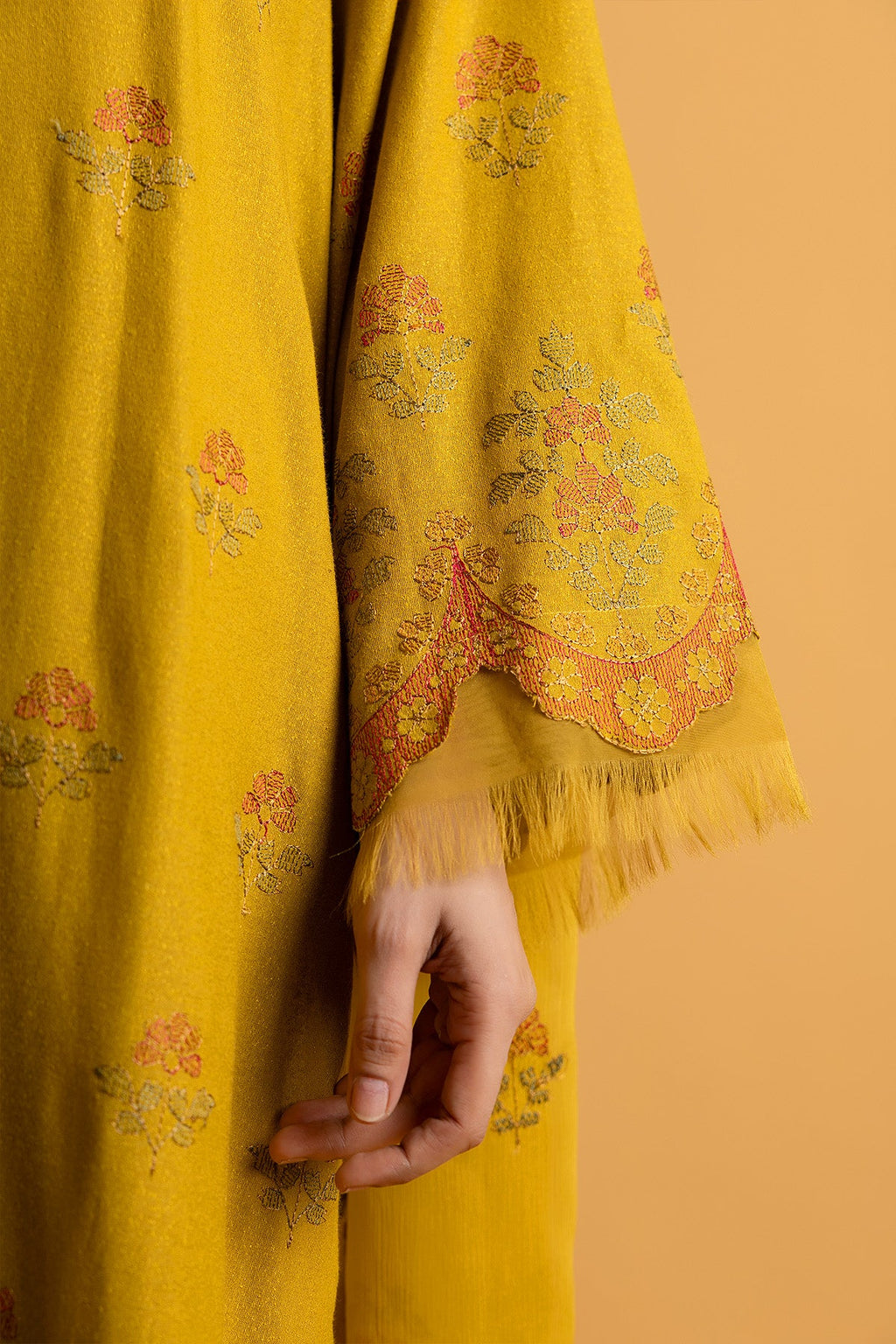 Embroidered Olive Karandi Lawn 3-Piece Unstitched Suit by The Fabric Store, photo 3