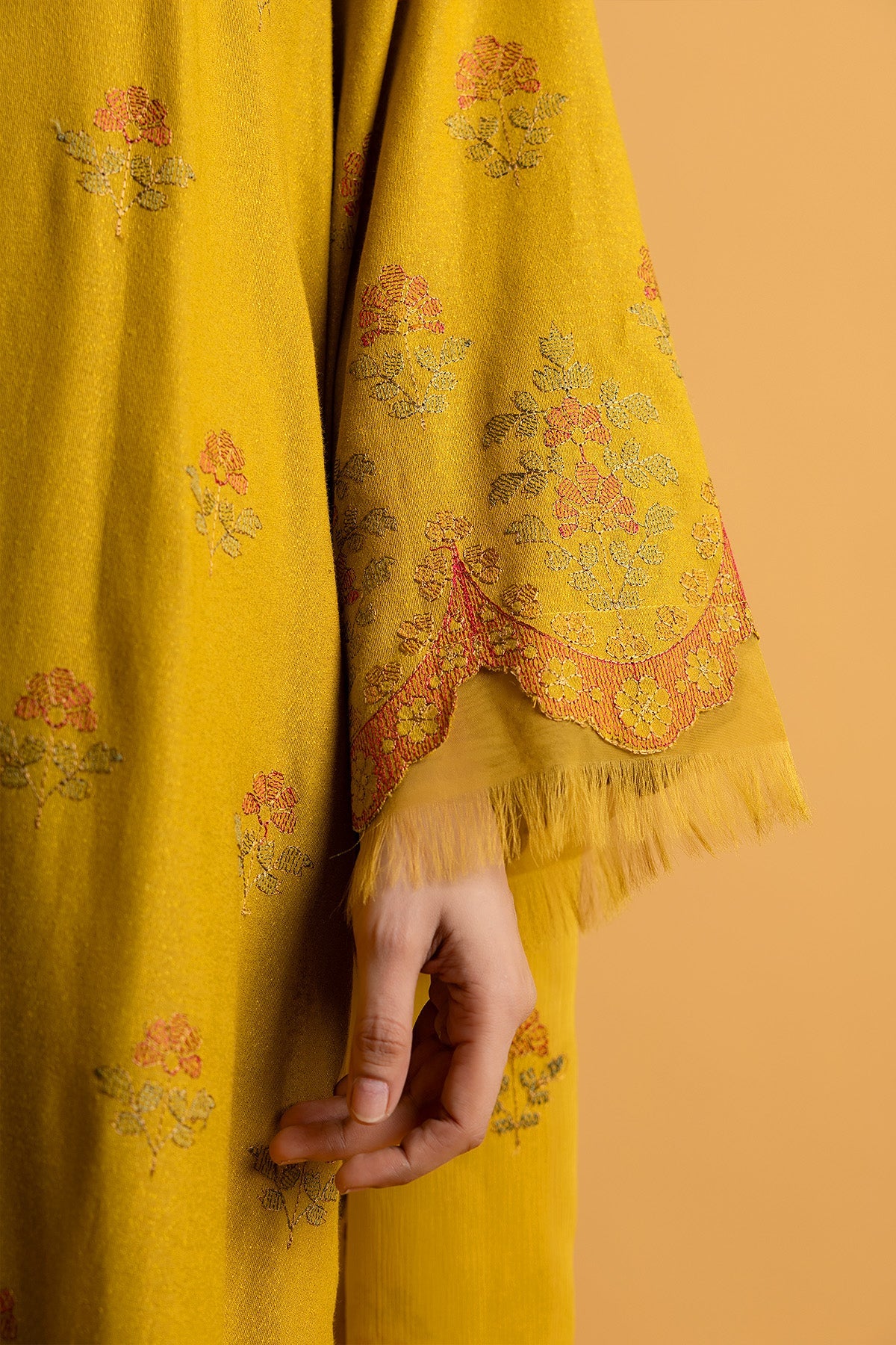 Embroidered Olive Karandi Lawn 3-Piece Unstitched Suit by The Fabric Store, photo 3