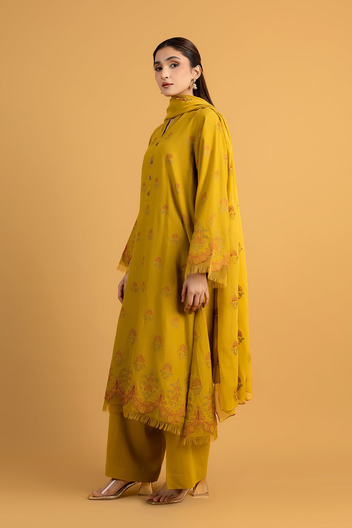 Embroidered Olive Karandi Lawn 3-Piece Unstitched Suit by The Fabric Store, photo 2
