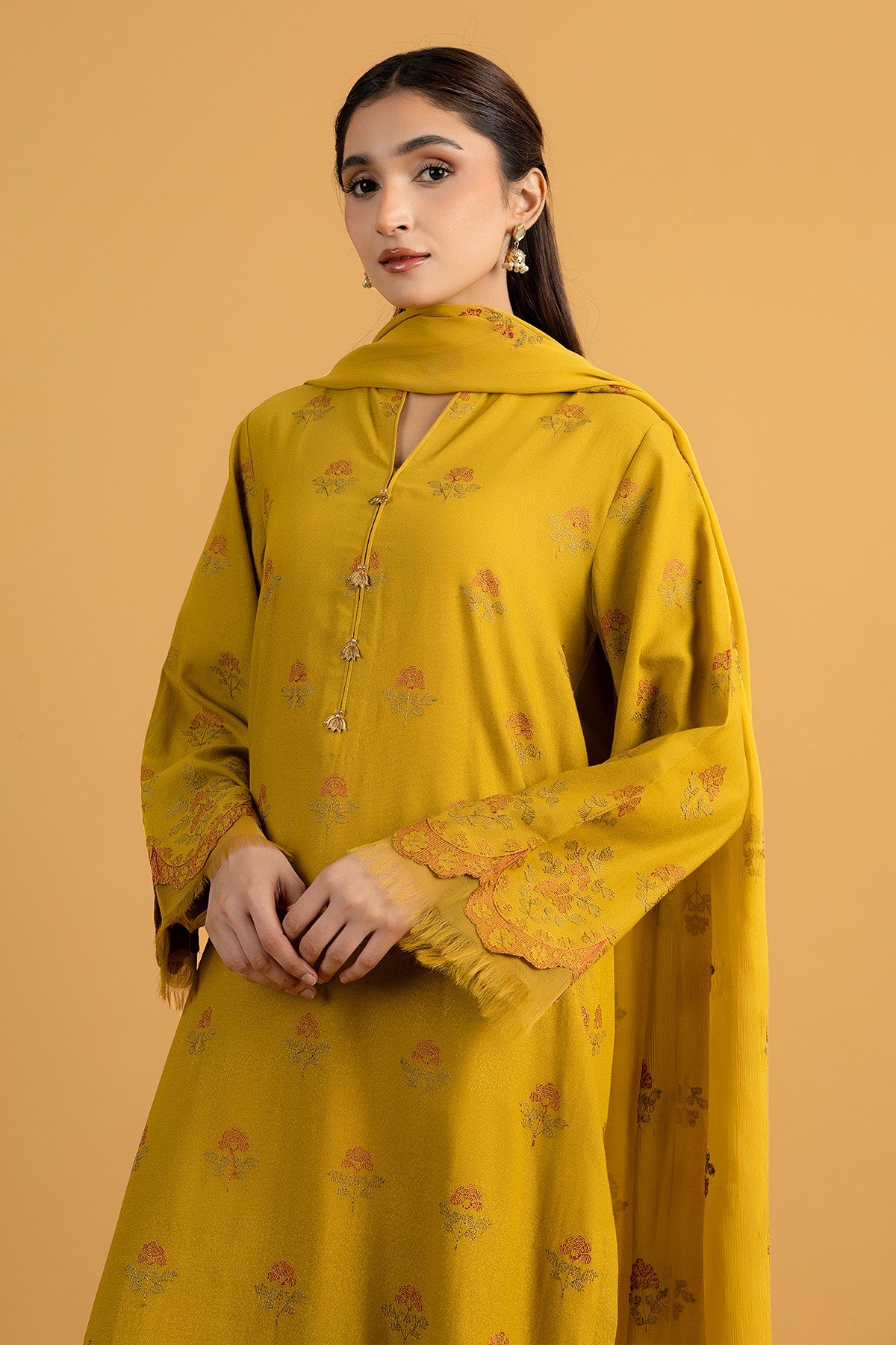 Embroidered Olive Karandi Lawn 3-Piece Unstitched Suit by The Fabric Store, photo 4