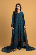 Embroidered Teal Karandi Lawn 3-Piece Unstitched Suit by The Fabric Store