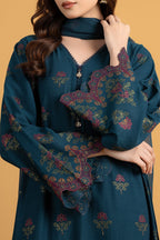Embroidered Teal Karandi Lawn 3-Piece Unstitched Suit by The Fabric Store, photo 3