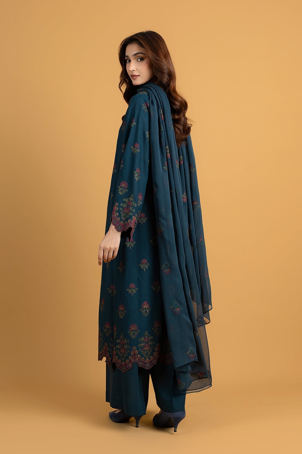Embroidered Teal Karandi Lawn 3-Piece Unstitched Suit by The Fabric Store, photo 2