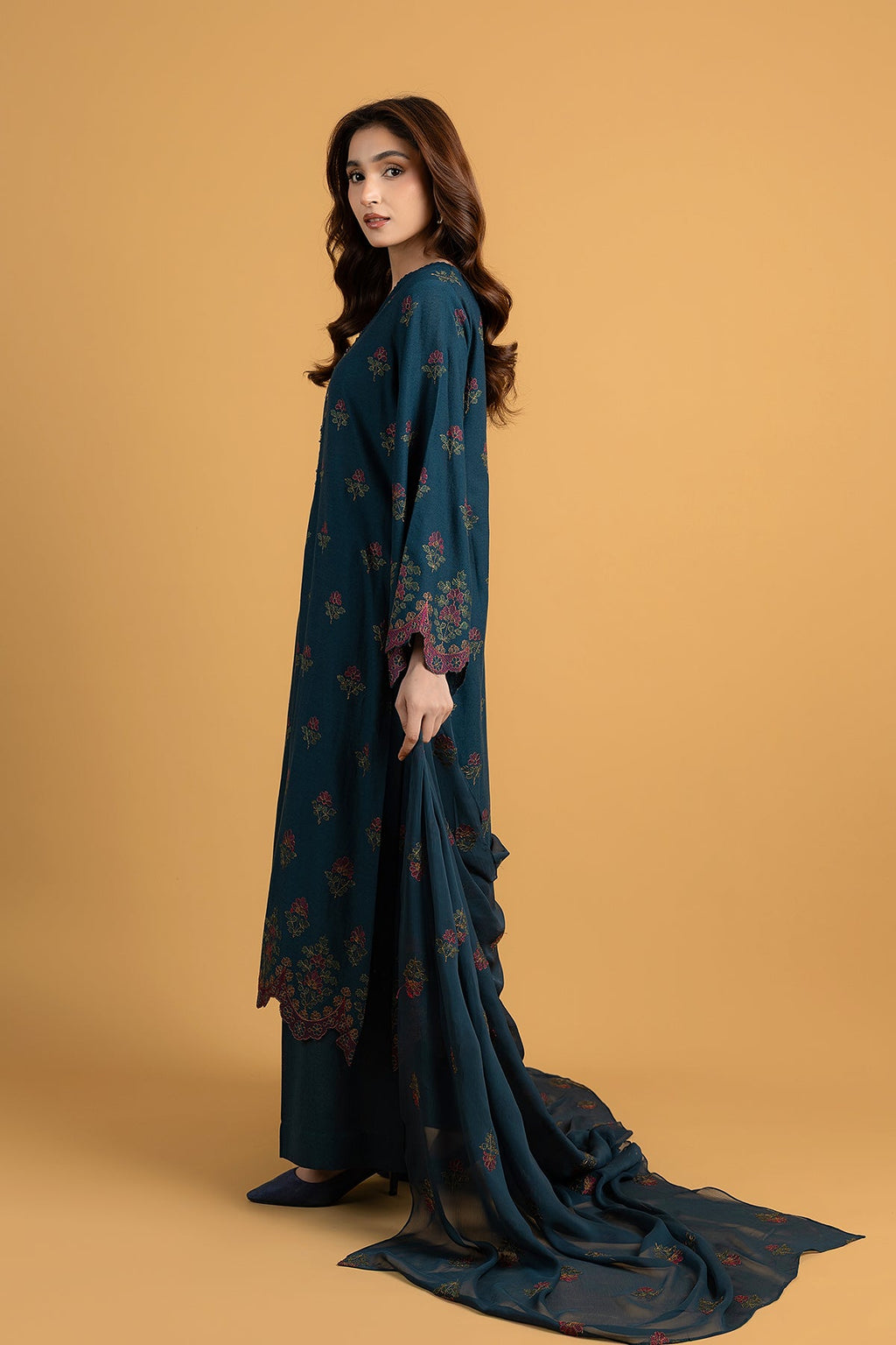 Embroidered Teal Karandi Lawn 3-Piece Unstitched Suit by The Fabric Store, photo 5