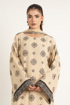 Embroidered & Embellished Beige Cotton Karandi 3-Piece Unstitched Suit by The Fabric Store, photo 3
