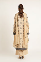 Embroidered & Embellished Beige Cotton Karandi 3-Piece Unstitched Suit by The Fabric Store, photo 4