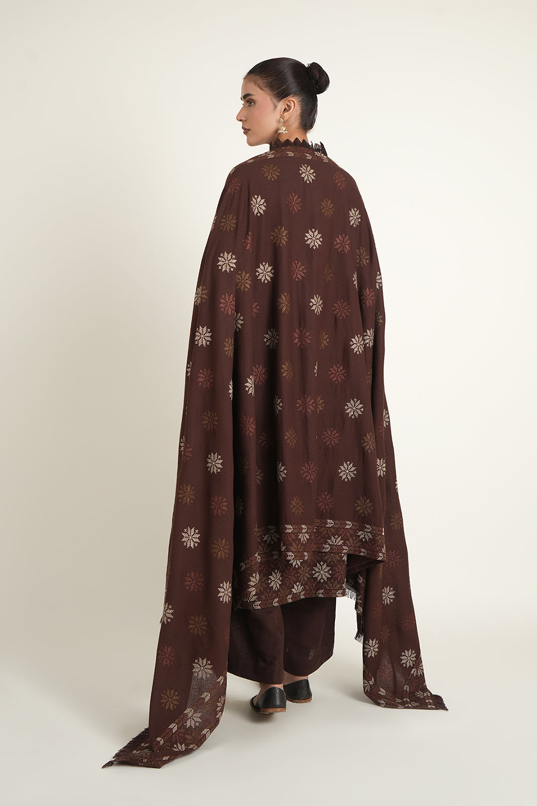 Embroidered Brown Karandi Lawn Unstitched Shirt by The Fabric Store, photo 2