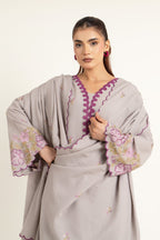 Embroidered Grey Karandi Lawn 3-Piece Unstitched Suit by The Fabric Store, photo 3