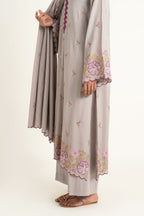 Embroidered Grey Karandi Lawn 3-Piece Unstitched Suit by The Fabric Store, photo 4