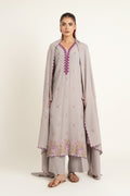 Embroidered Grey Karandi Lawn 3-Piece Unstitched Suit by The Fabric Store