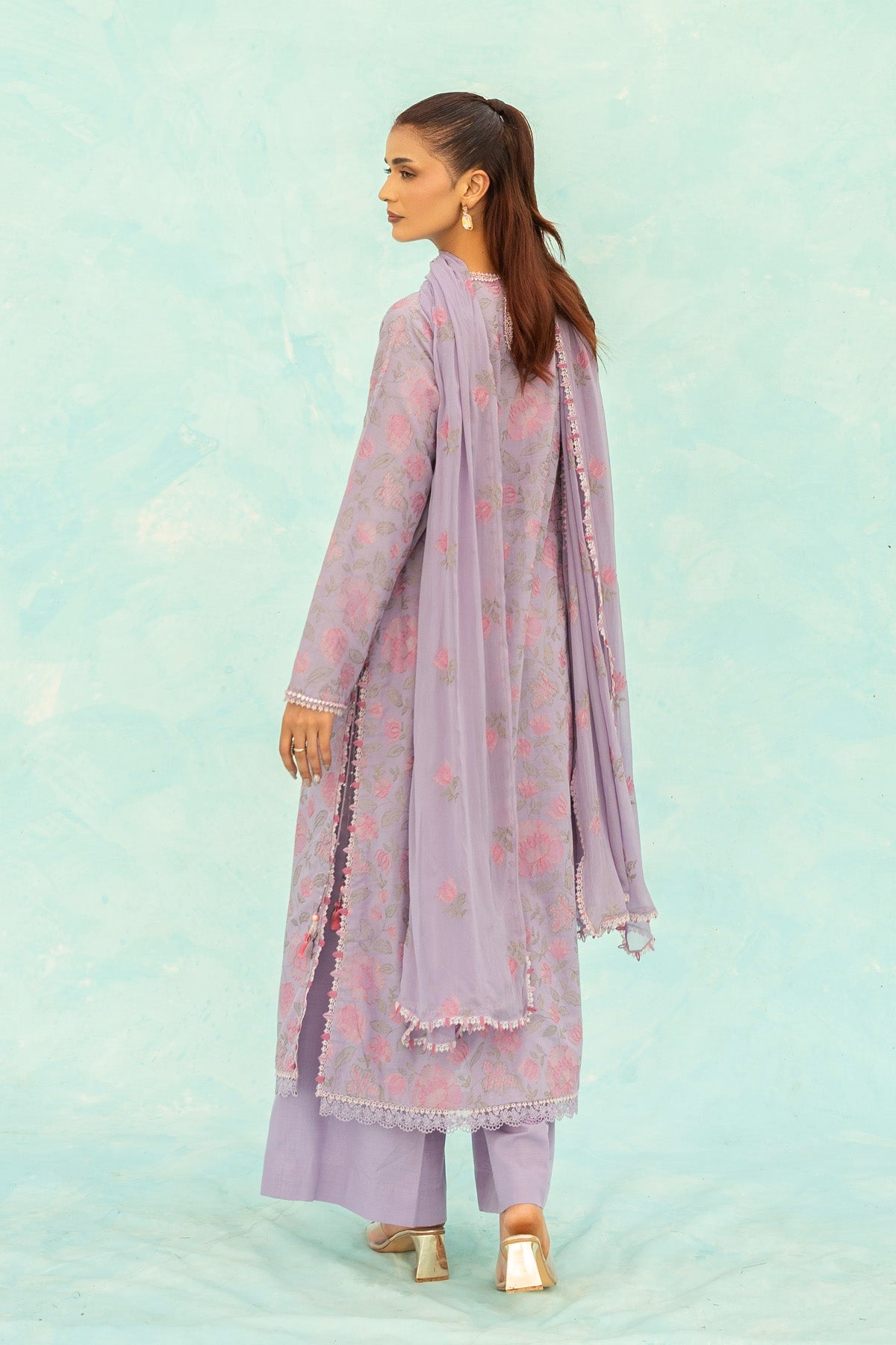 Embroidered Lilac Slub Khaddar 3-Piece Unstitched Suit by The Fabric Store, photo 2