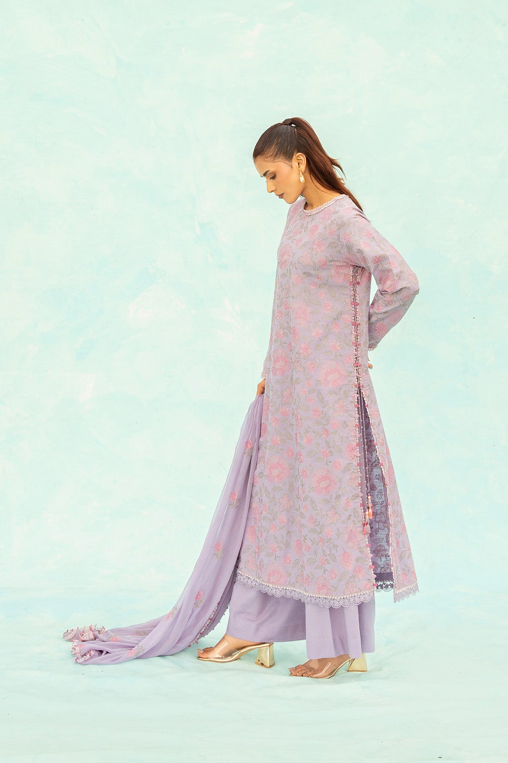 Embroidered Lilac Slub Khaddar 3-Piece Unstitched Suit by The Fabric Store, photo 5
