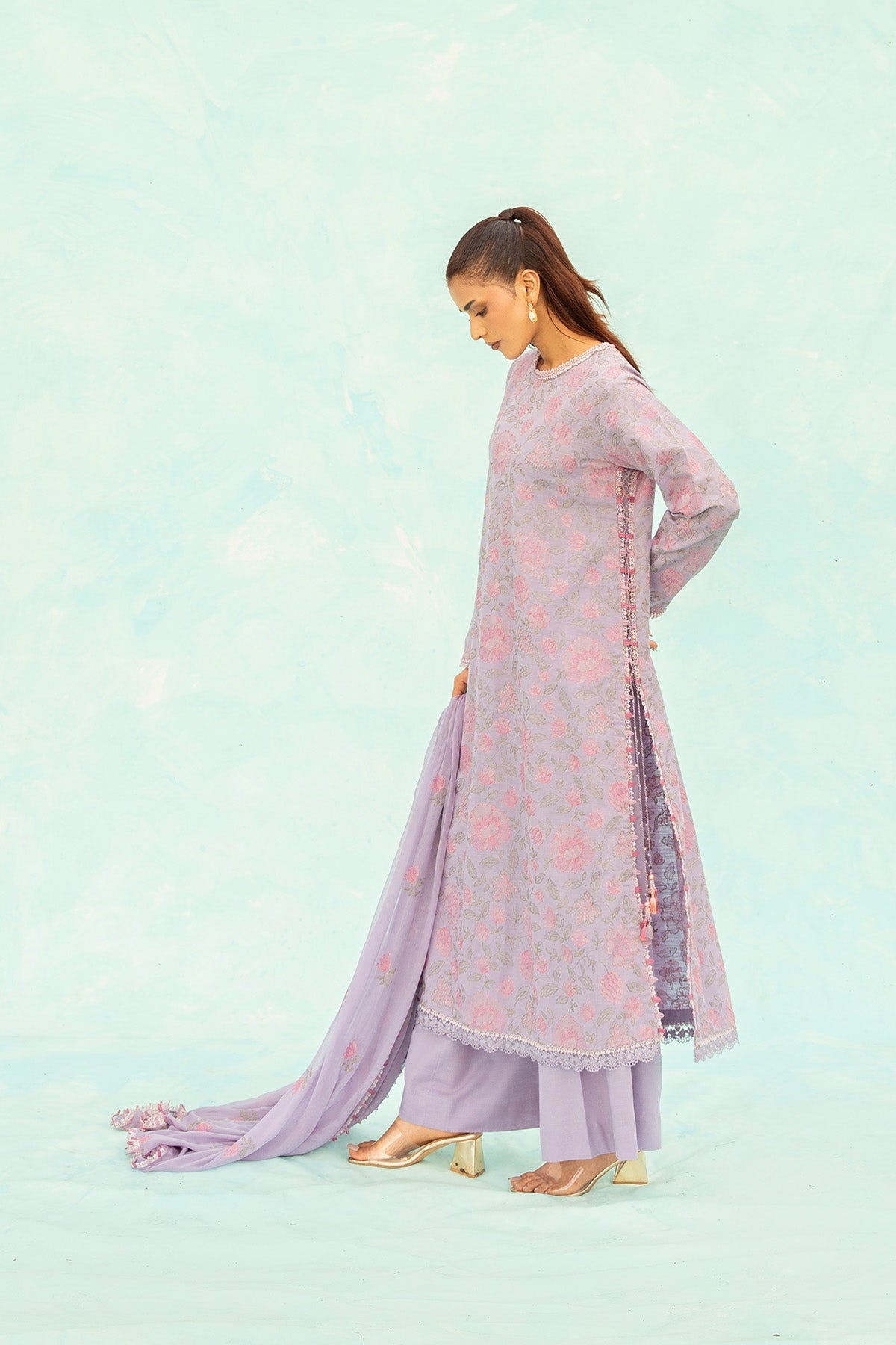 Embroidered Lilac Slub Khaddar 3-Piece Unstitched Suit by The Fabric Store, photo 5