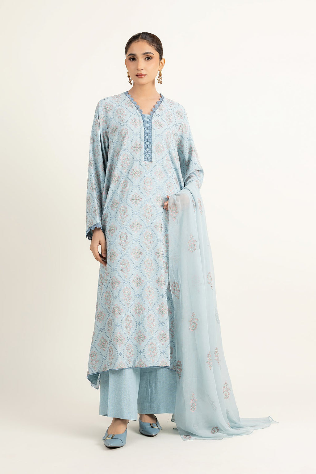 Embroidered Grey Cotton Karandi 3-Piece Unstitched Suit by The Fabric Store, photo 5